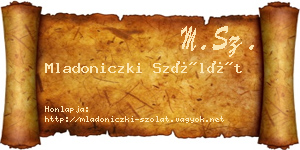 Mladoniczki Szólát névjegykártya